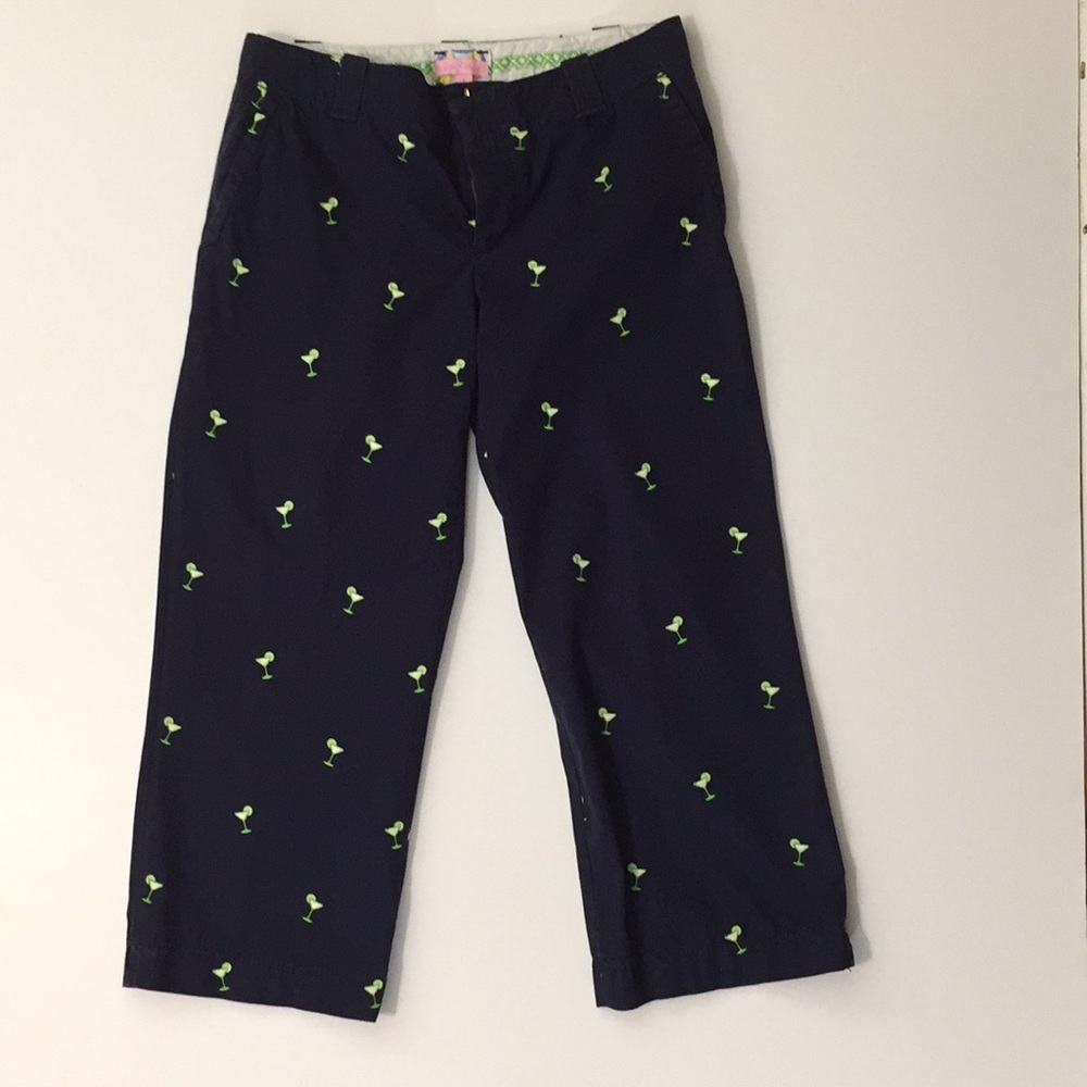 Lilly Pulitzer Navy Blue Martini crop pants size 4